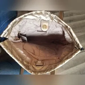 Michael Kors Large Winnie Gold Backpack MICHAEL Kors Winnie Lg Quilted Canvas Drawstring Backpack  main image 4